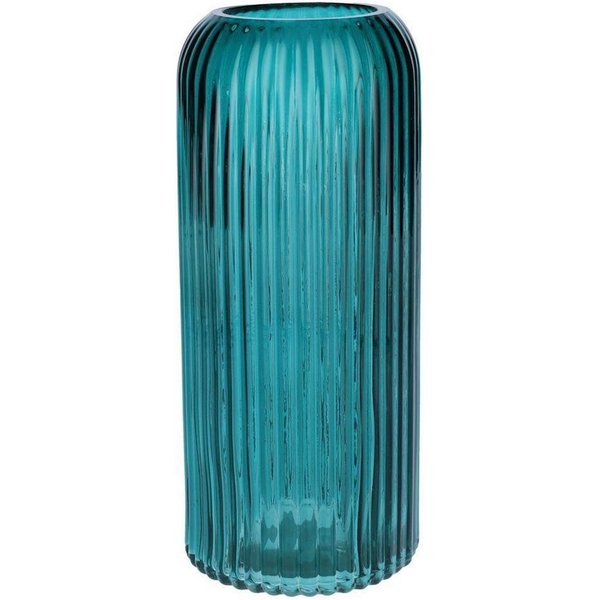 INNA-Glas Dekovase Dekovase ALBURGIS mit Rillen, Glas, türkis-klar, 25cm, Ø10cm