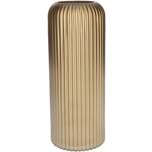 INNA-Glas Dekovase Dekovase ALBURGIS mit Rillen, Glas, Gold-metallic, 25cm, Ø10cm