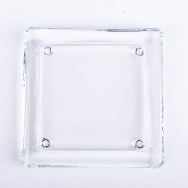 INNA-Glas Glasuntersetzer Eckiger Kerzenuntersetzer VINCENTIA aus Glas, klar, 13,6x13,6 cm