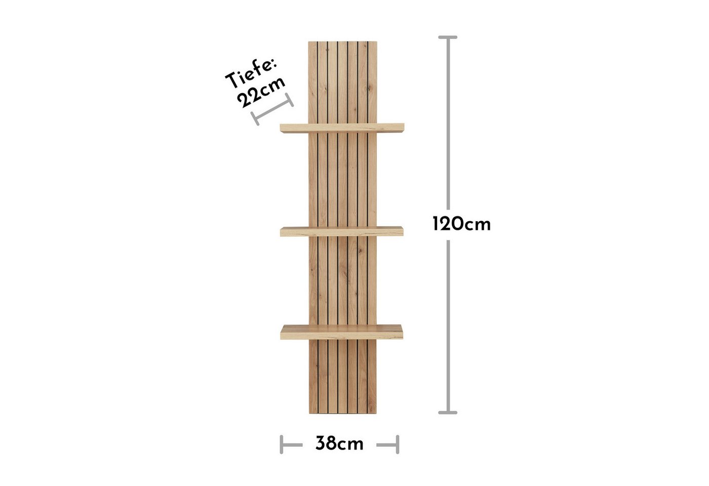 Innostyle Wandboard in Artisan Eiche Dekor, MDF, Spannplatte - 38x120x22cm (BxHxT) – Bild 4 von 5