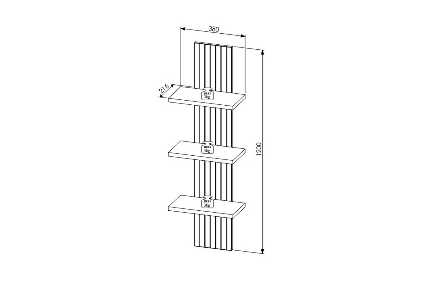 Innostyle Wandboard in Artisan Eiche Dekor, MDF, Spannplatte - 38x120x22cm (BxHxT) – Bild 5 von 5
