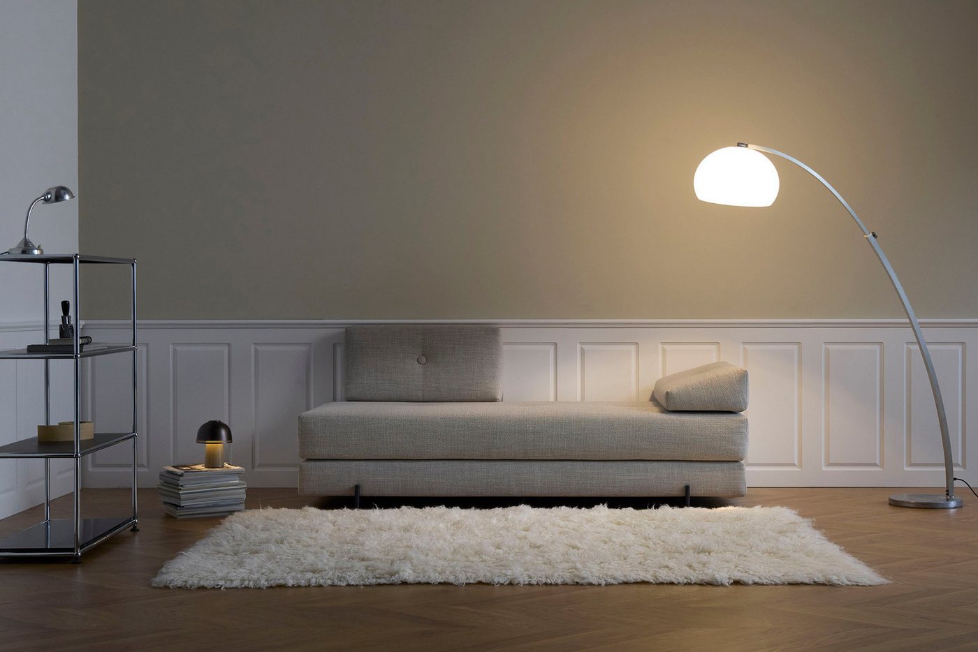 INNOVATION LIVING ™ Stapelliege Sigmund 579 Eiche-Beine, Daybed mit zwei Federkernmatratzen, Fußteil schwarz – Bild 2 von 5
