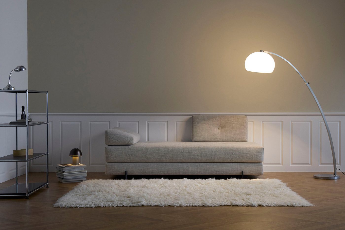 INNOVATION LIVING ™ Stapelliege Sigmund 579 Eiche-Beine, Daybed mit zwei Federkernmatratzen, Fußteil schwarz – Bild 3 von 5
