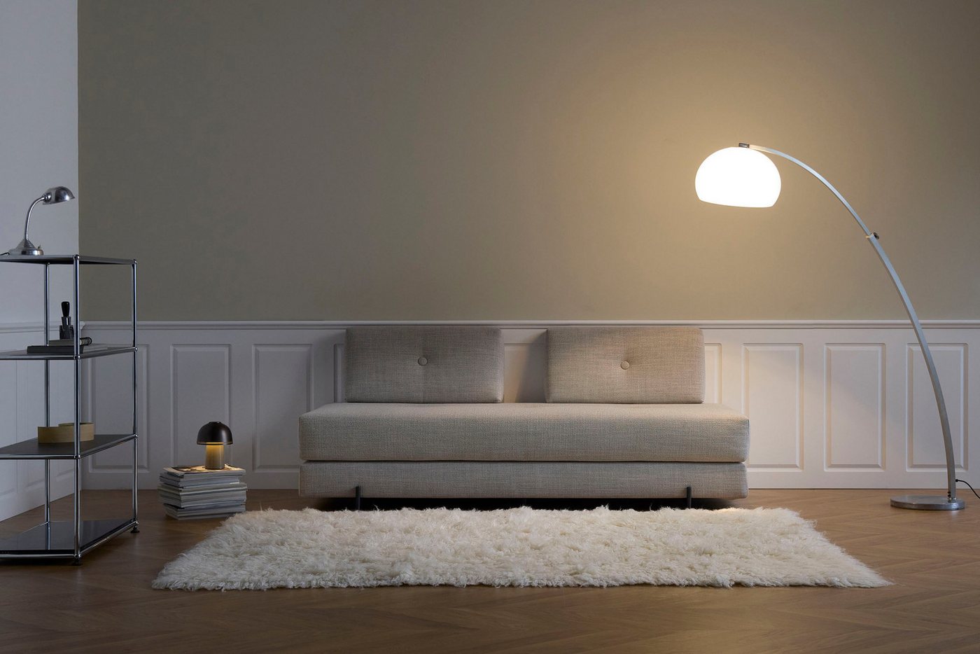 INNOVATION LIVING ™ Stapelliege Sigmund 579 Eiche-Beine, Daybed mit zwei Federkernmatratzen, Fußteil schwarz – Bild 4 von 5