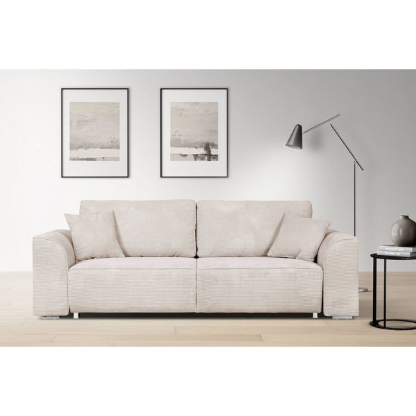 INOSIGN 3-Sitzer BEATRICE, B: 250 cm - wahlweise mit Bettfunktion, u. Bettkasten, incl. 2 Zierkissen