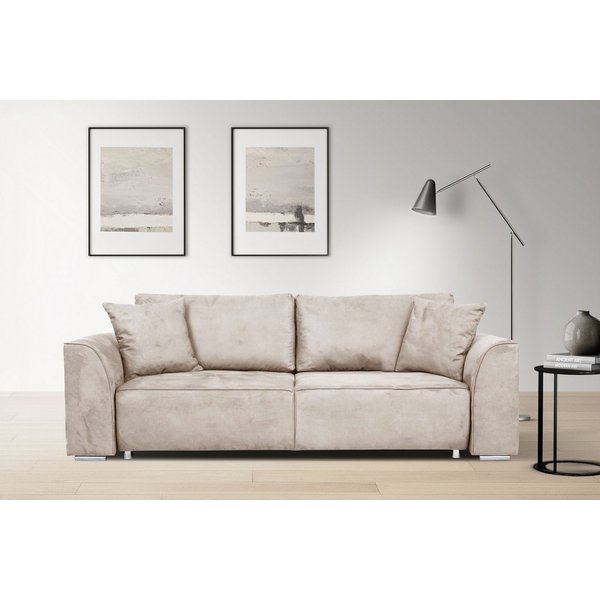 INOSIGN 3-Sitzer BEATRICE, B: 250 cm - wahlweise mit Bettfunktion, u. Bettkasten, incl. 2 Zierkissen