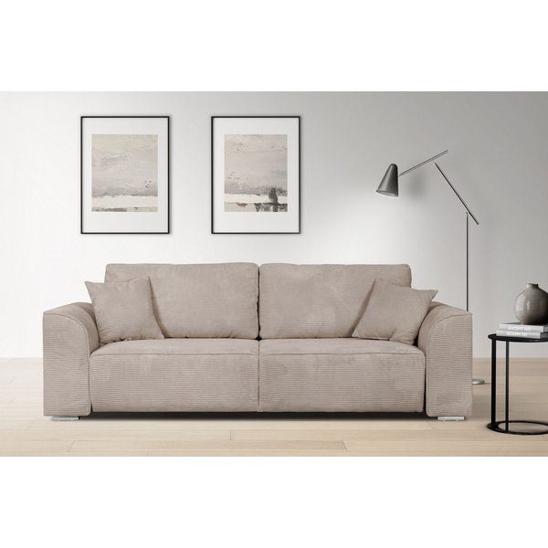 INOSIGN 3-Sitzer BEATRICE, B: 250 cm - wahlweise mit Bettfunktion, u. Bettkasten, incl. 2 Zierkissen