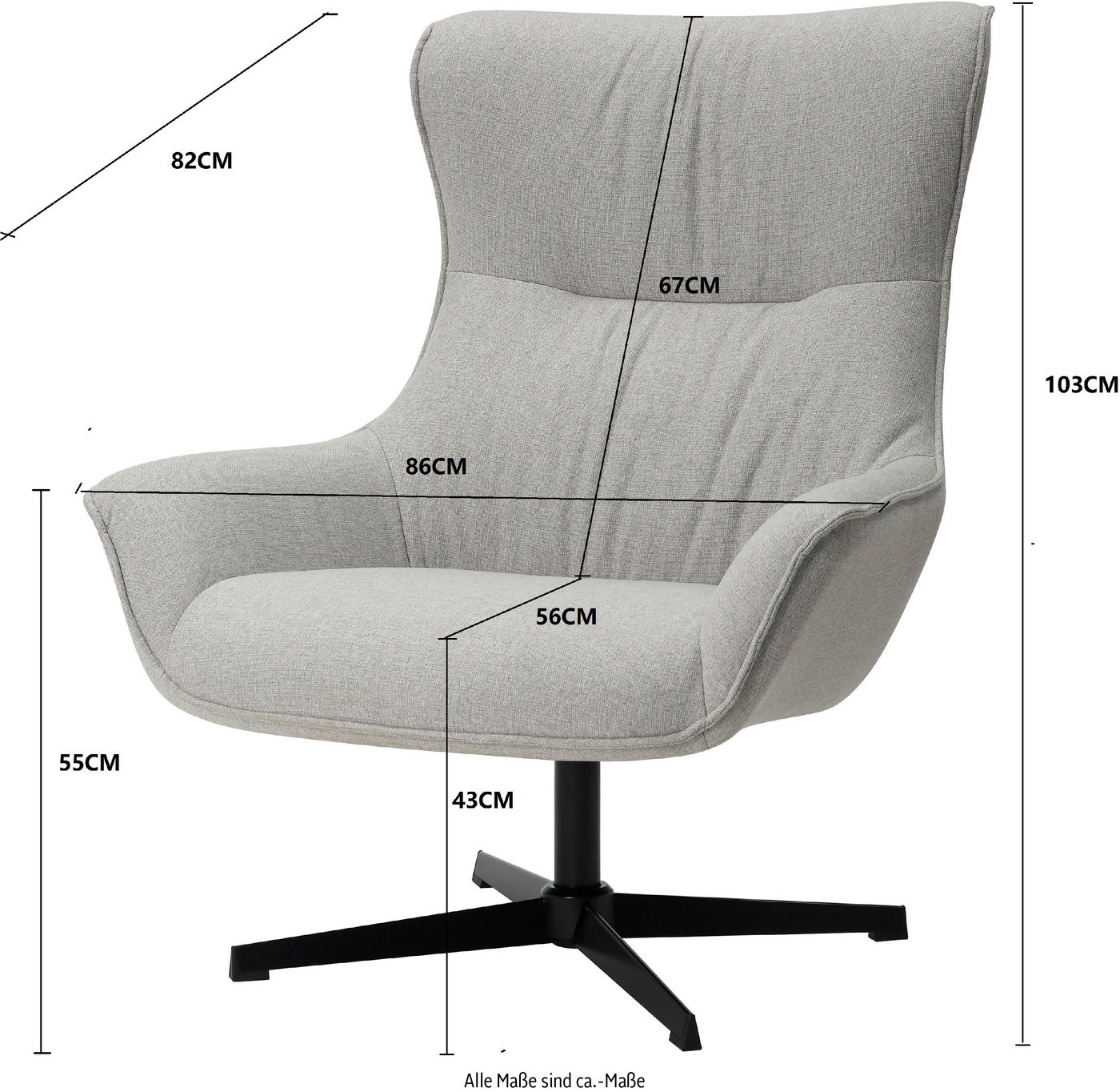 INOSIGN Ohrensessel FORNEY, Relax-Sessel, TV-Sessel, Lounge-Sessel, 360° drehbar – Bild 4 von 5