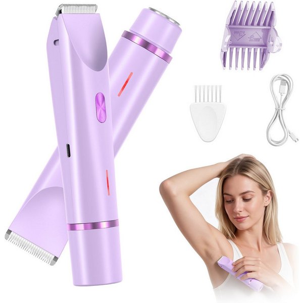inschimmer Haarentferner-Set 2-in-1 Elektrischer Rasierer Damen Bikinitrimmer für Gesicht Körper