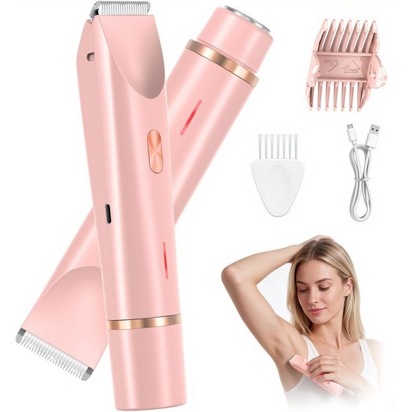 inschimmer Haarentferner-Set 2-in-1 Elektrischer Rasierer Damen Bikinitrimmer für Gesicht Körper