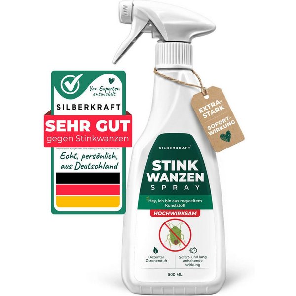Silberkraft Insektenspray Silberkraft Stinkwanzenspray, Effektiver Sofort- und Langzeitschutz, 500 ml, Anti Stinkwanzen Spray, Stinkwanzen effektiv vertreiben, 