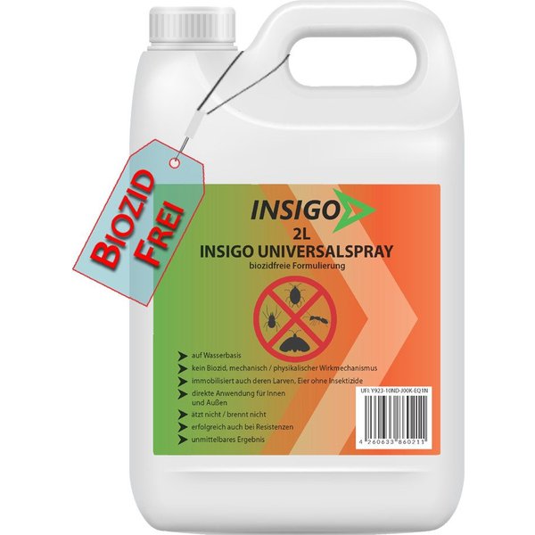 INSIGO Insektenspray Universalspray, Insektenspray, 2 l, biozidfreie Formel, auf Wasserbasis, geruchsarm, brennt / ätzt nicht