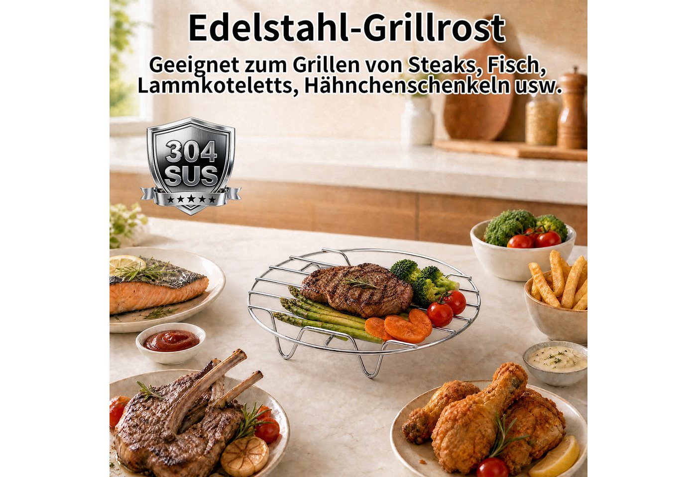 Insma Backform Airfryer Zubehör,Heißluftfritteuse Zubehör Set,Silikonformen,BPA-frei, (21-tlg), Silikonkorb faltbar, Backpapier, Grillrost, Pizzablech & Küchenz – Bild 4 von 5