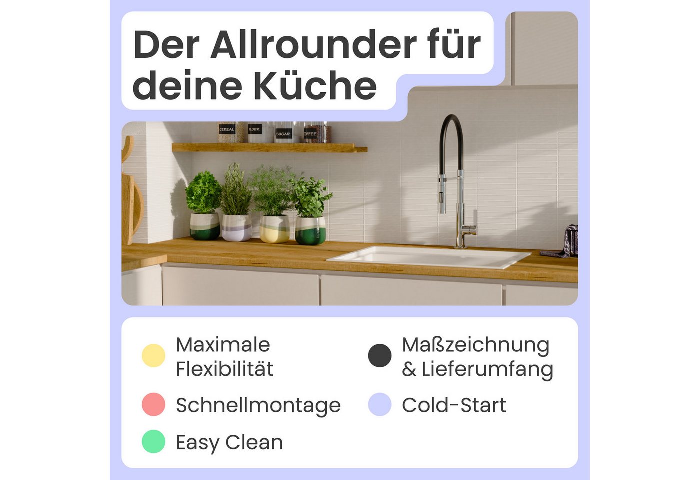 instmaier Küchenarmatur Nova, Spültischarmatur mit hohem Auslauf, flexible Handbrause mit austauschbaren, farbigen Schläuchen, 2 Strahlarten – Bild 2 von 5