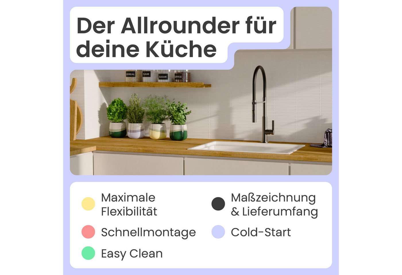 instmaier Küchenarmatur Nova, Spültischarmatur mit hohem Auslauf, flexible Handbrause 2 Strahlarten – Bild 2 von 5
