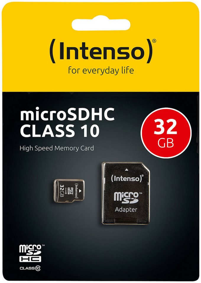 Intenso 32GB microSDHC Speicherkarte Class 10, inkl. SD-Adapter für Kamera Speicherkarte (32 GB, 32 GB Class 10 microSDHC-Karte mit SD-Adapter & bis zu 25 MB/s) – Bild 2 von 2
