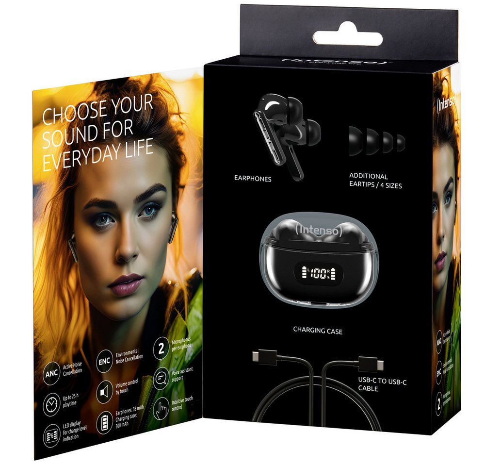 Intenso Intenso Buds Plus T310AE schwarz In Ear Headset Bluetooth® Stereo Sch Kopfhörer – Bild 3 von 5