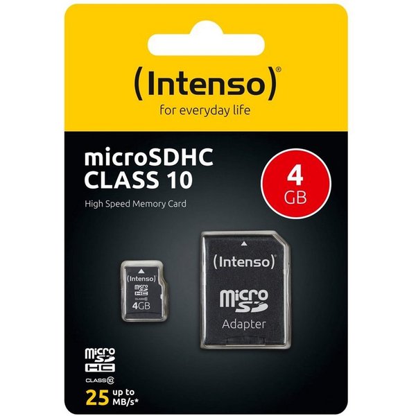 Intenso Intenso Micro SDHC Karte 4GB Speicherkarte Class 10 Speicherkarte