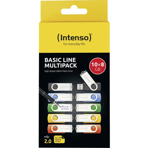 Intenso Intenso USB-Stick 10er Pack Basic Line 10 x 8 GB USB-Stick 8 GB Gelb, USB-Stick