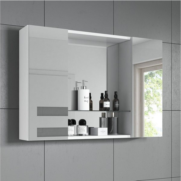 inter Badezimmerspiegelschrank Spiegelschrank Debby weiß 85cm (Spiegelschrank, 1 er Set) Breite 85cm