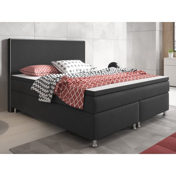 inter Boxspringbett King S Webstoff mit 7 Zonen Taschenfederkernmatratzen und Topper (Bett 180 x 200 cm, mit 7 Zonen Taschenfederkernmatratzen und Topper), Tasc