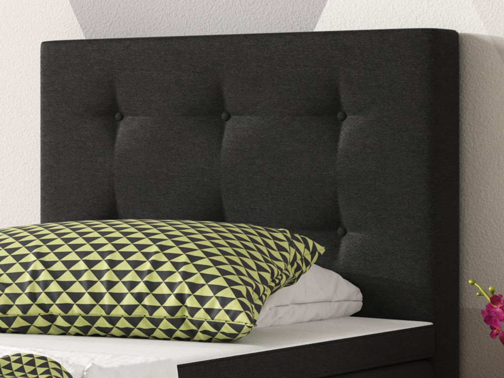 inter Boxspringbett Köln 90x200 cm Webstoff mit 7 Zonen Taschenfederkern und Topper (90x200 cm, Schwarz mit 7 Zonen Taschenfederkernmatratze inkl. Topper), Tasc – Bild 4 von 5
