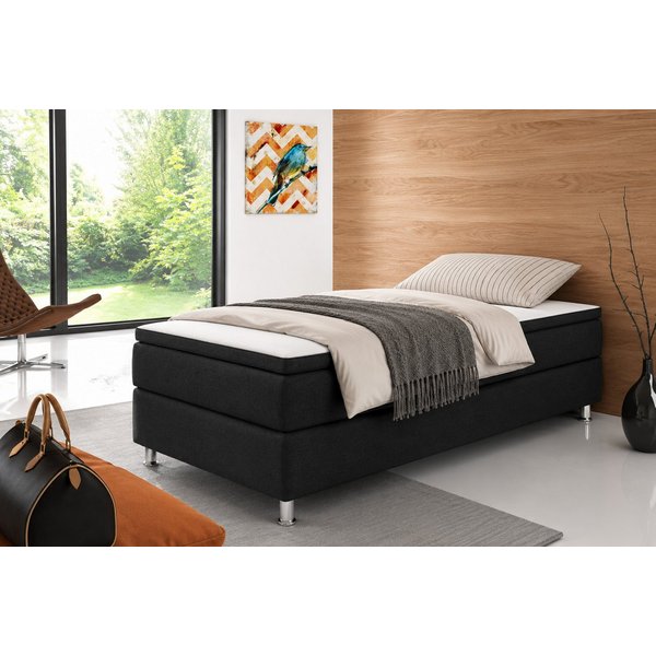 inter Boxspringbett Rahmen Boxbett mit 7-Zonen Taschenfederkern inkl. Topper (Komplettbett, 7 Zonen Tonnentaschenfederkernmatratze, 90 cm, 140 cm, 180 cm), Inkl