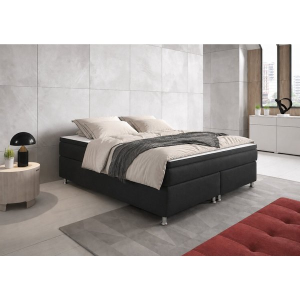 inter Boxspringbett Rahmen Boxbett mit 7-Zonen Taschenfederkern inkl. Topper (Komplettbett, 7 Zonen Tonnentaschenfederkernmatratze, 90 cm, 140 cm, 180 cm), Inkl