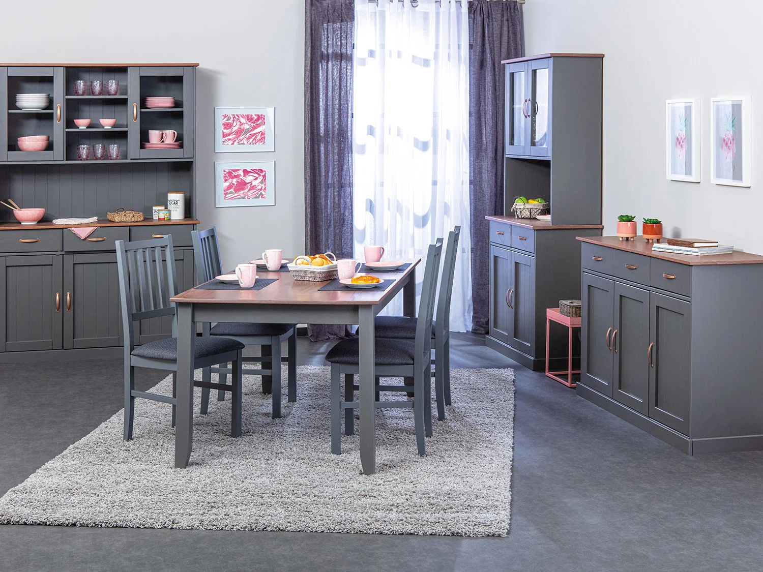 INTER LINK Buffet/Kommode Westerland (Mit 3 Schubladen & 3 Drehtüren, Grau) – Bild 3 von 4