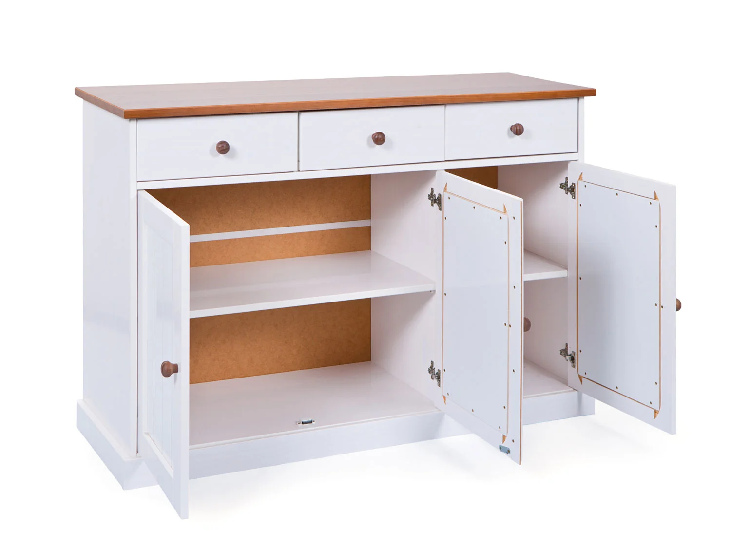 INTER LINK Buffet/Kommode Westerland (Mit 3 Schubladen & 3 Drehtüren, weiß, sepia/braun) – Bild 4 von 4