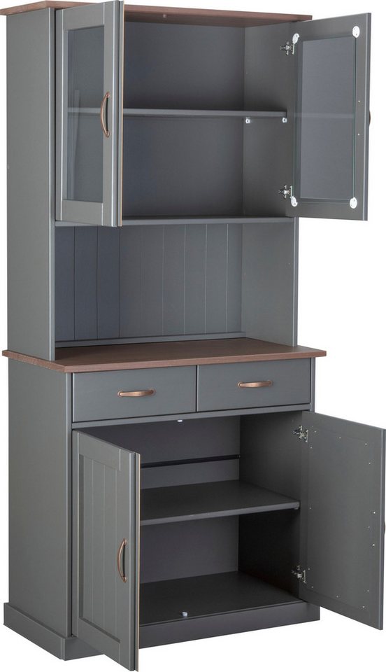 Inter Link Buffet Luzerna Kiefer Massivholz, FSC, Küchenschrank, Vitrinenschrank Geschirrschrank im Landhausstil, BxTxH: 90 x 45 x 190 cm – Bild 3 von 5