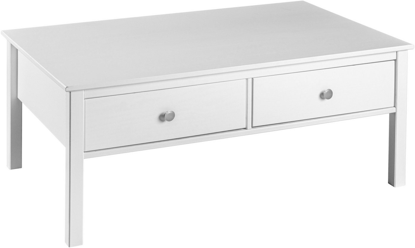 Inter Link Couchtisch Pinora aus massiver Kiefer, weiss lackiert, 110 x 70 x 47 cm (1-St), Salontisch im modernem Skandi Look, mit 2 Schubladen – Bild 2 von 5