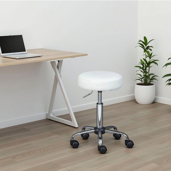 Inter Link Drehstuhl Asra Drehhocker auf Rollen, 360° PU Sitz, Arbeitshocker, Praxishocker mit Metall Fußkreuz, BxTxH: 34 x 34 x 52 cm