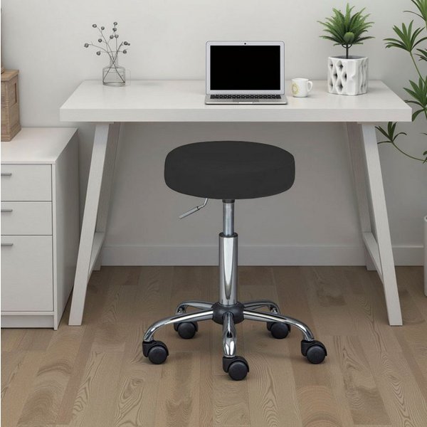 Inter Link Drehstuhl Asra Drehhocker auf Rollen, 360° PU Sitz, Arbeitshocker, Praxishocker mit Metall Fußkreuz, BxTxH: 34 x 34 x 52 cm