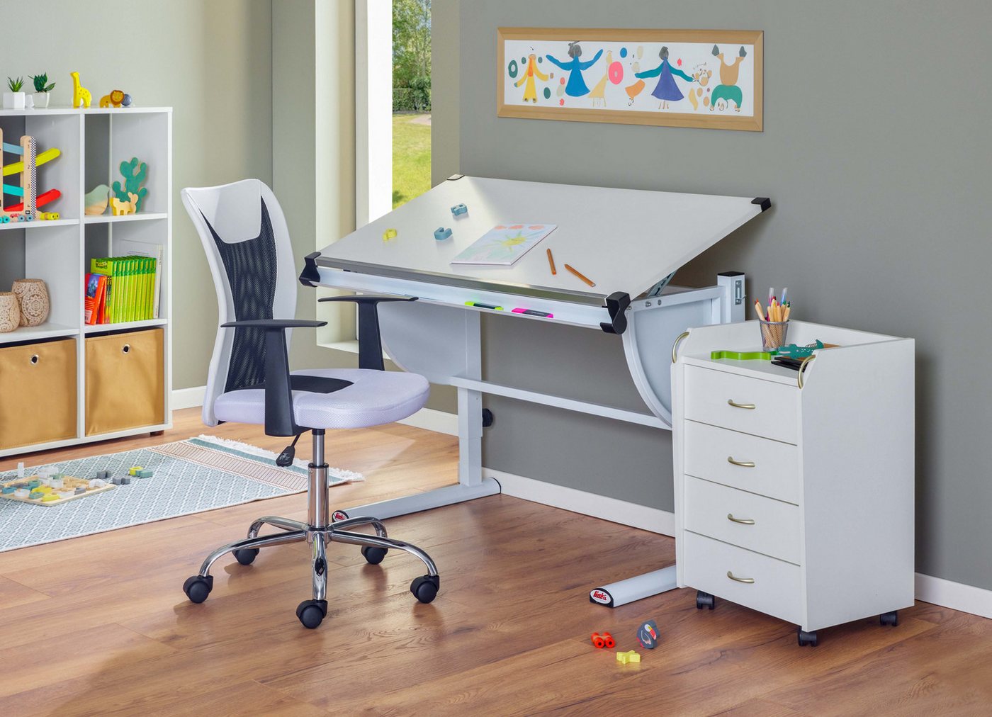 Inter Link Drehstuhl Donny, Kinderdrehstuhl, ergonomisch, höhenverstellbar, Kinderbürostuhl mit rollen und Armlehnen, Drehstuhl 360° drehbar – Bild 2 von 5