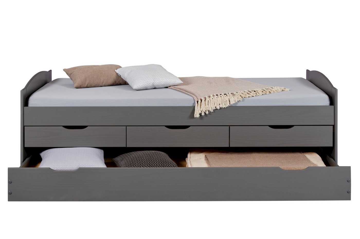 Inter Link Funktionsbett Lena, ausziehbare Liegefläche, inkl. Lattenrost, aus Massivholz, Schubladen – Bild 3 von 5