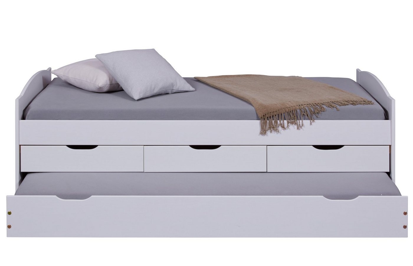 Inter Link Funktionsbett Ulli 90x190, ausziehbare Liegefläche, inkl. Lattenrost, aus Massivholz, Schubladen – Bild 3 von 5