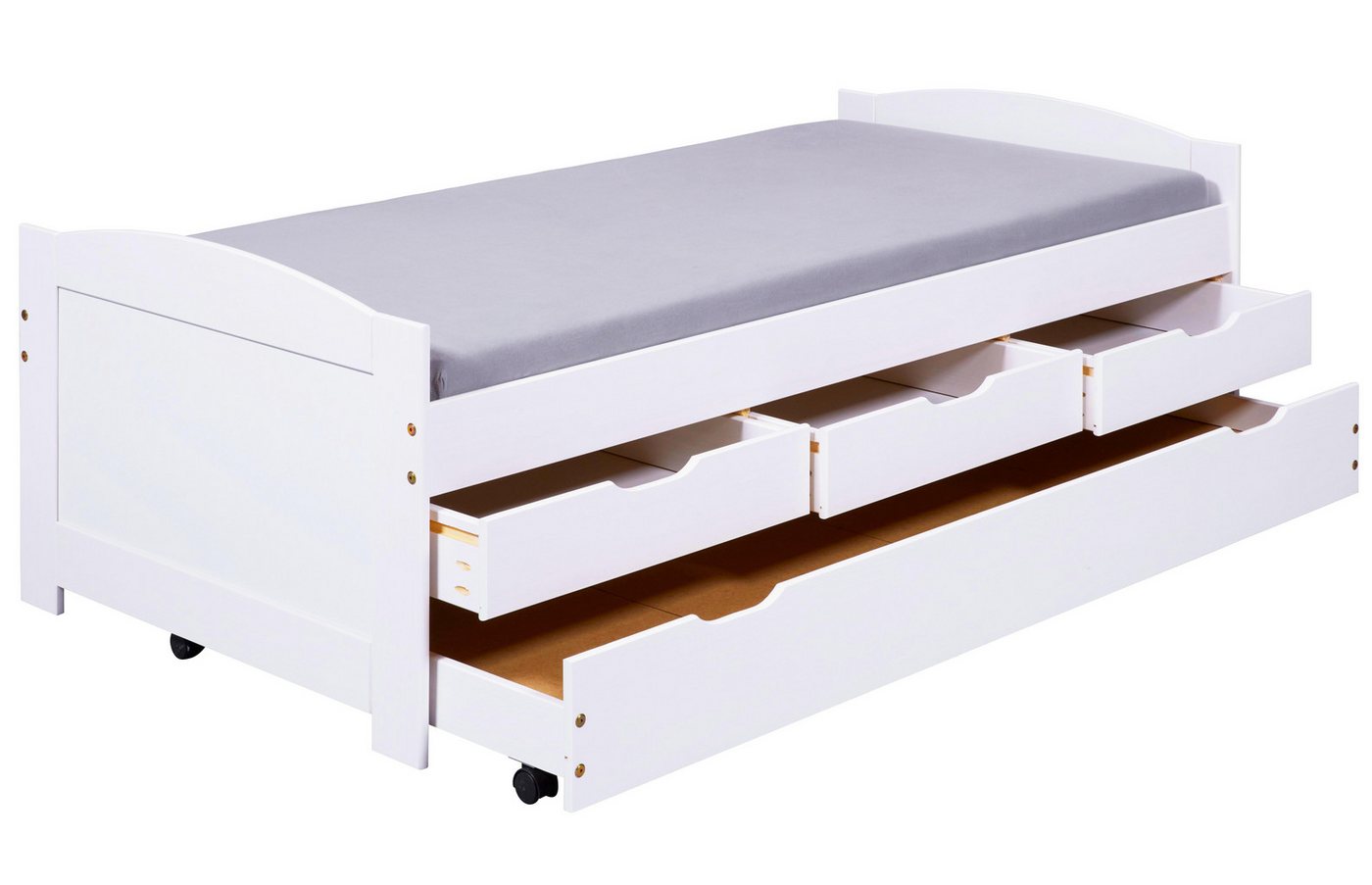 Inter Link Funktionsbett Ulli 90x190, ausziehbare Liegefläche, inkl. Lattenrost, aus Massivholz, Schubladen – Bild 5 von 5