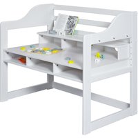Inter Link Kinderschreibtisch Kids Learning, Höhenverstellbarer Schreibtisch, Kiefer Massivholz weiß (1-St), Für Kind/Jugend & Home Office, ergonomisch, BxTxH: 