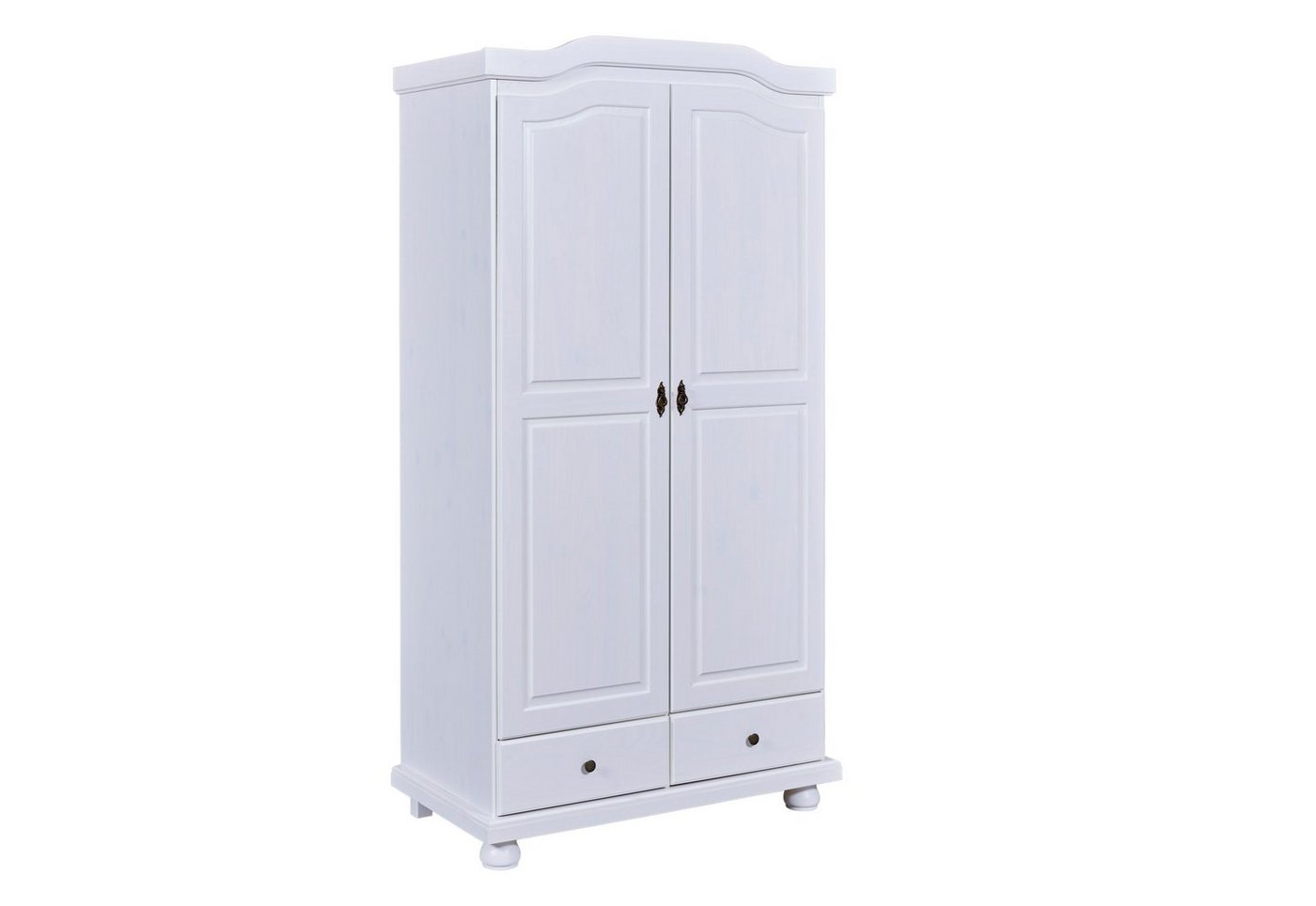 Inter Link Kleiderschrank Reutte Massivholz, 2 Schubladen, Kleiderstange, weiß lackiert, Landhausstil – Bild 3 von 5