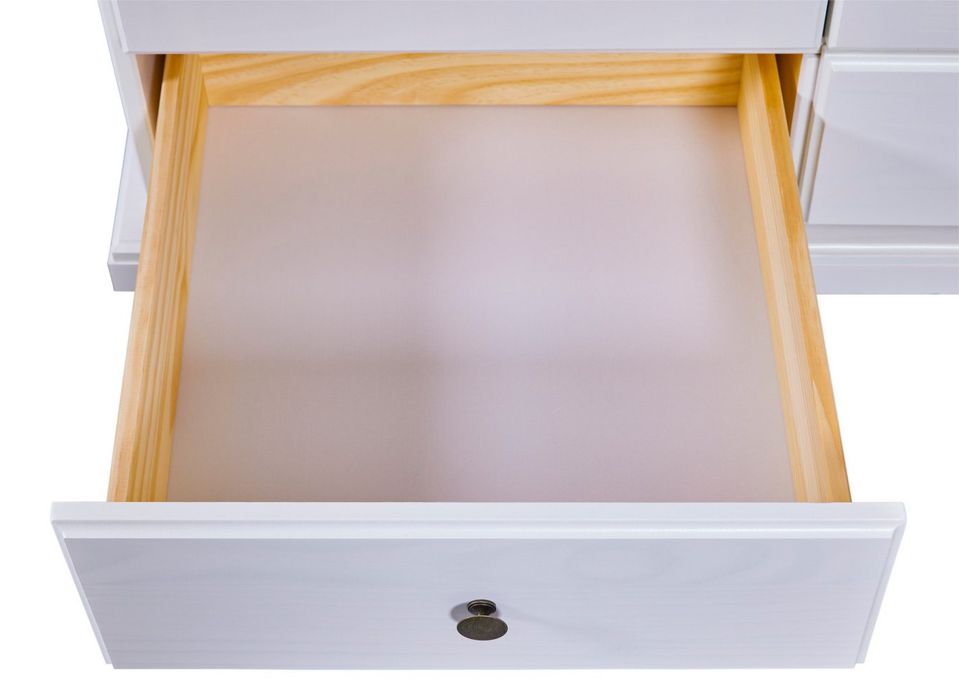 Inter Link Kleiderschrank Reutte Massivholz, 2 Schubladen, Kleiderstange, weiß lackiert, Landhausstil – Bild 5 von 5