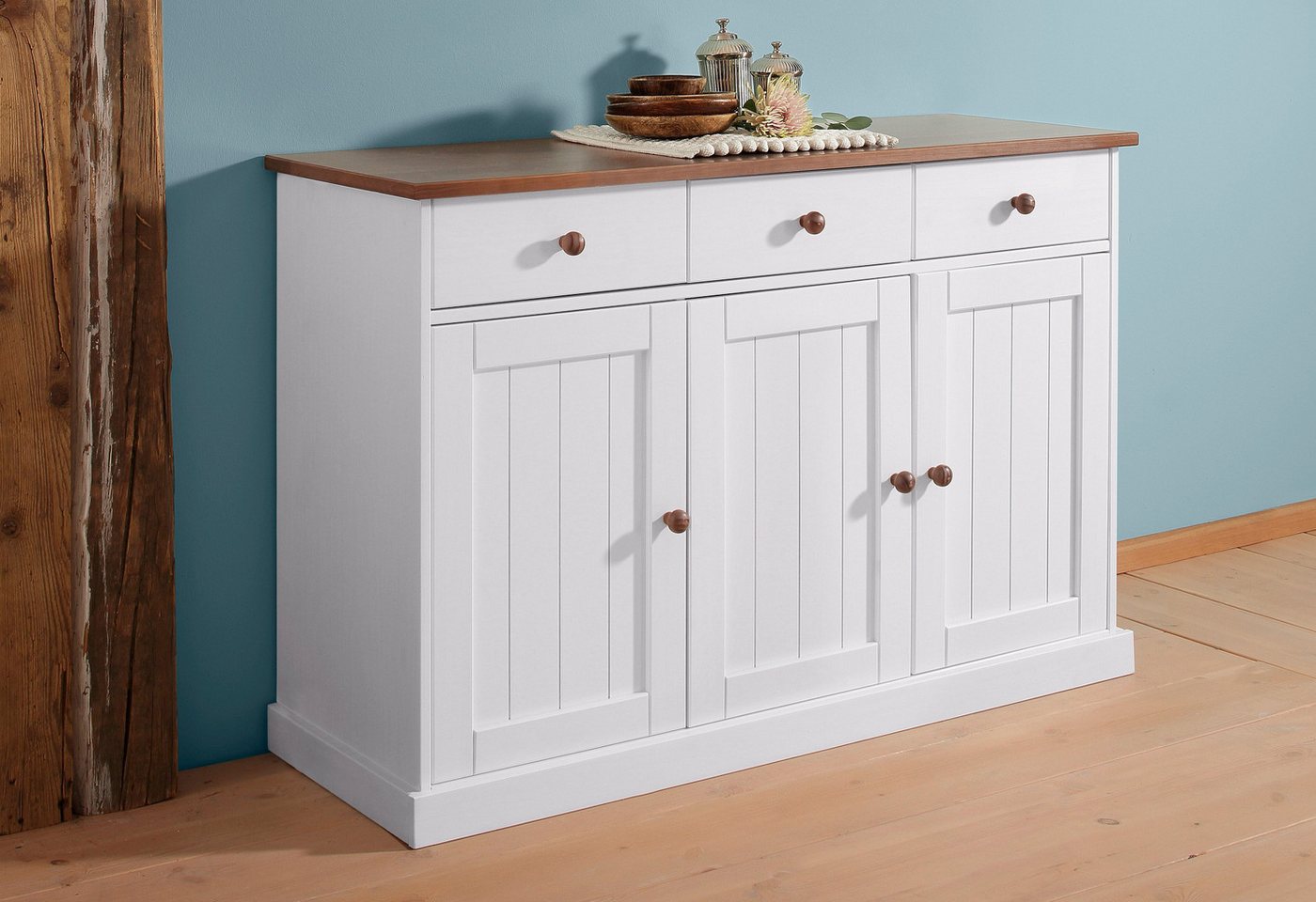 Inter Link Kommode Westerland Kiefer Massivholz, FSC, Sideboard, Anrichte im Landhausstil, BxTxH: 131 x 45 x 86 cm – Bild 3 von 5