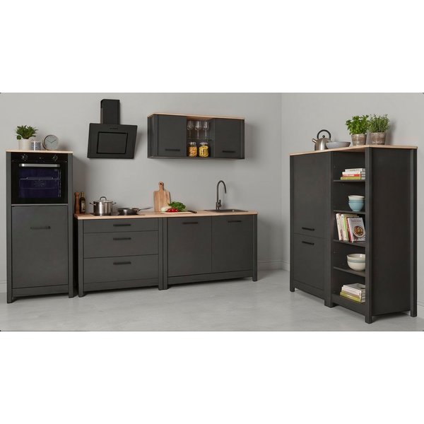 Inter Link Küchenzeile Pienza, Einbauküche, Küchenblock, Küchenmodul, Kompaktküche, Ohne E-Geräte für Spülmaschine Kochfeld Backofen Kühlschrank B: 430 cm