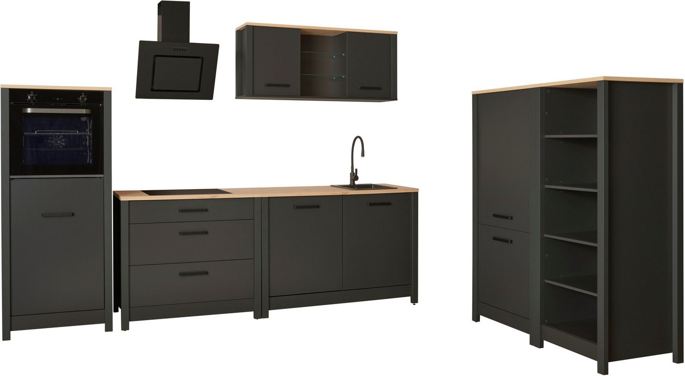 Inter Link Küchenzeile Pienza, Einbauküche, Küchenblock, Küchenmodul, Kompaktküche, Ohne E-Geräte für Spülmaschine Kochfeld Backofen Kühlschrank B: 430 cm – Bild 2 von 5