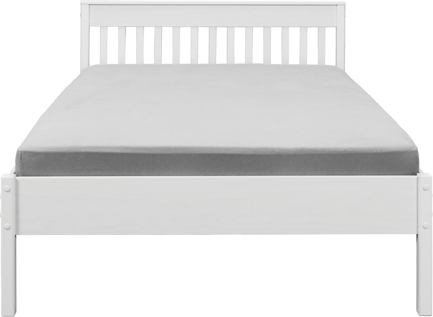 Inter Link Massivholzbett Pinora, 140x200 cm, Kiefer Massivholz, Weiss lackiert, Modernes Bettkopfteil mit vertikalen Streben im Skandi Design – Bild 5 von 5