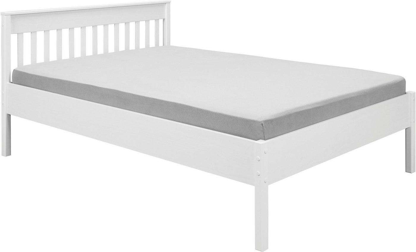 Inter Link Massivholzbett Pinora, 140x200 cm, Kiefer Massivholz, Weiss lackiert, Modernes Bettkopfteil mit vertikalen Streben im Skandi Design – Bild 2 von 5