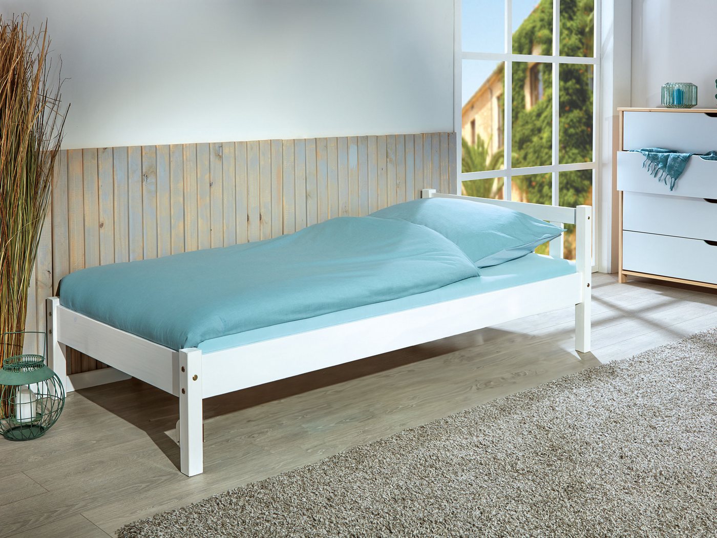 Inter Link Massivholzbett Vilmar, Einzelbett, Doppelbett, Gästebett, Jugendbett, Kiefer Massiv, ohne Lattenrost, 90/140 x 200 cm – Bild 2 von 4