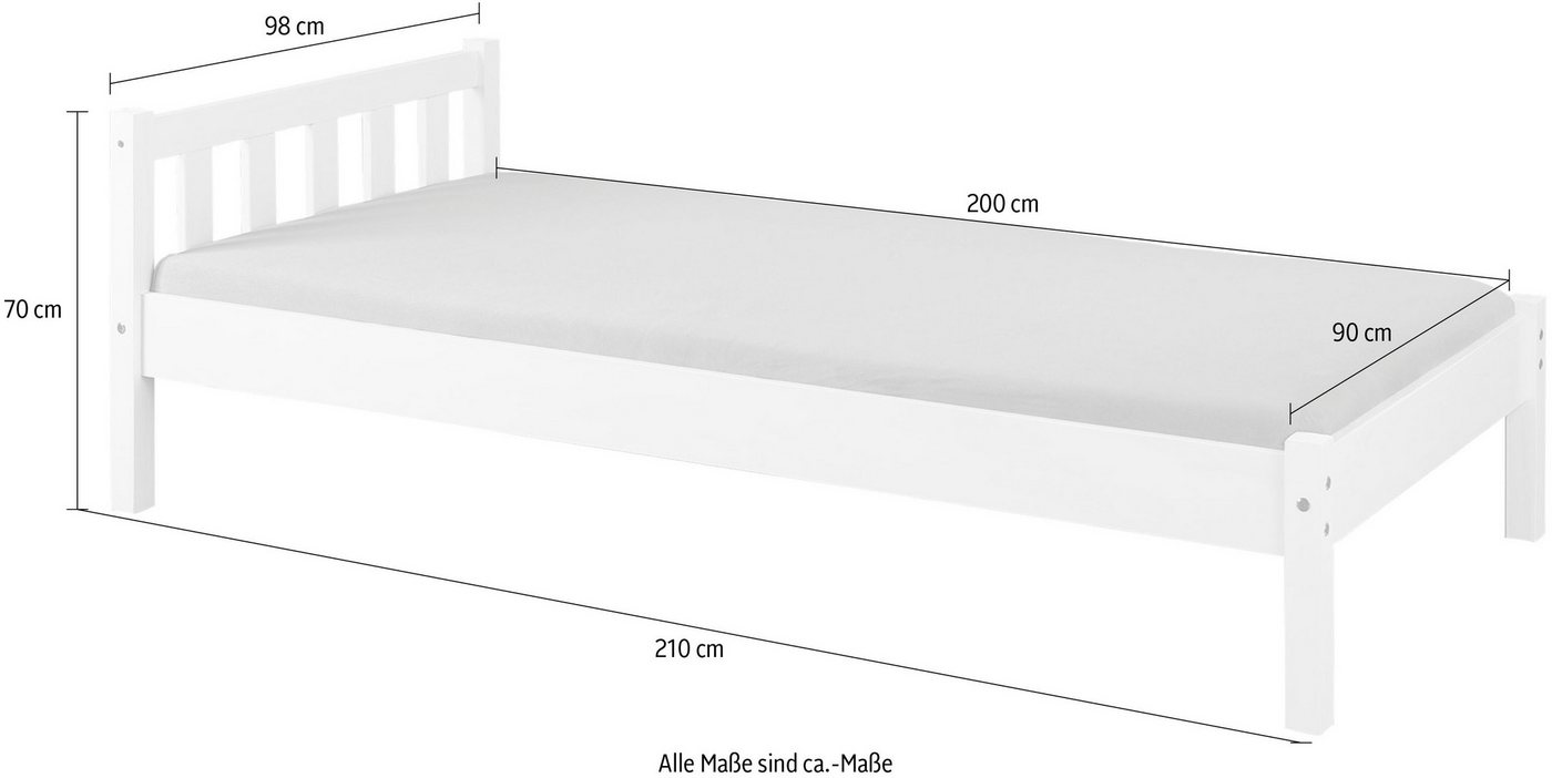 Inter Link Massivholzbett Vilmar, Einzelbett, Doppelbett, Gästebett, Jugendbett, Kiefer Massiv, ohne Lattenrost, 90/140 x 200 cm – Bild 4 von 4