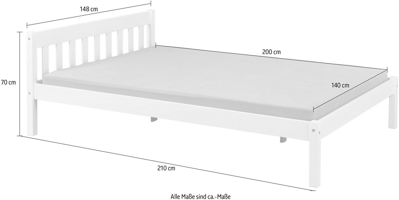 Inter Link Massivholzbett Vilmar, Einzelbett, Doppelbett, Gästebett, Jugendbett, Kiefer Massiv, ohne Lattenrost, 90/140 x 200 cm – Bild 5 von 5