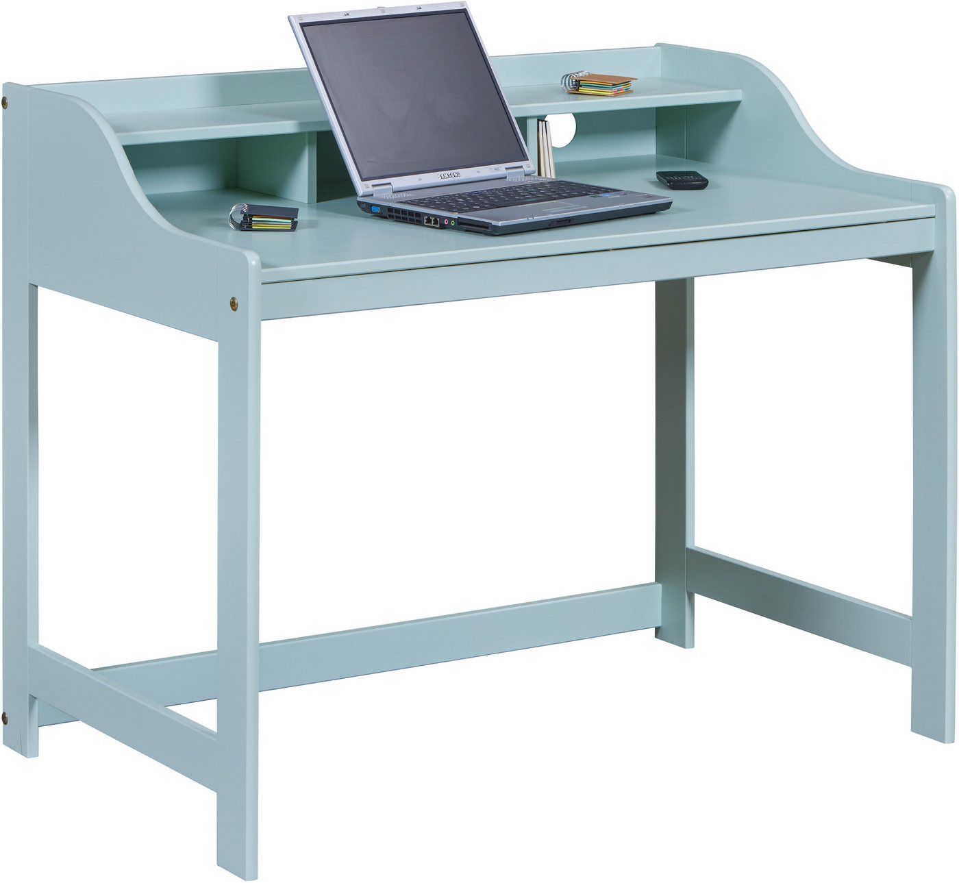 Inter Link Schreibtisch Prati, Kiefer Massivholz, Kind.-Jugendschreibtisch in salbeigrün (1-St), Kabeldurchführung, 4 Füße, BxTxH: 110 x 68,40 x 90,60 cm – Bild 3 von 5